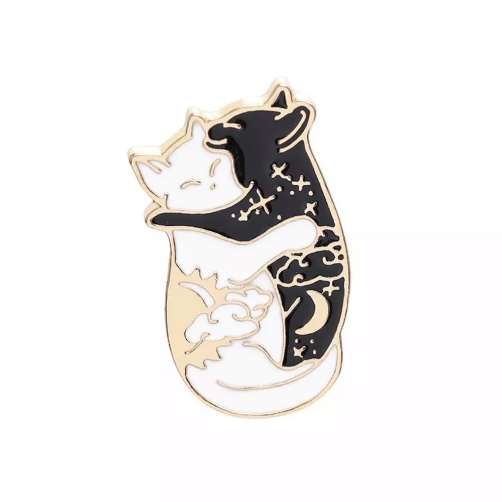Hugging Cats Enamel Pin